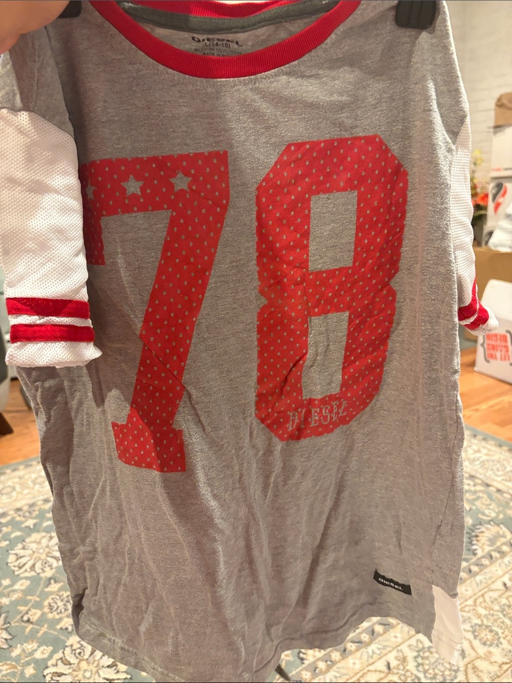 Diesel Grey Tee with Red '78' Graphic